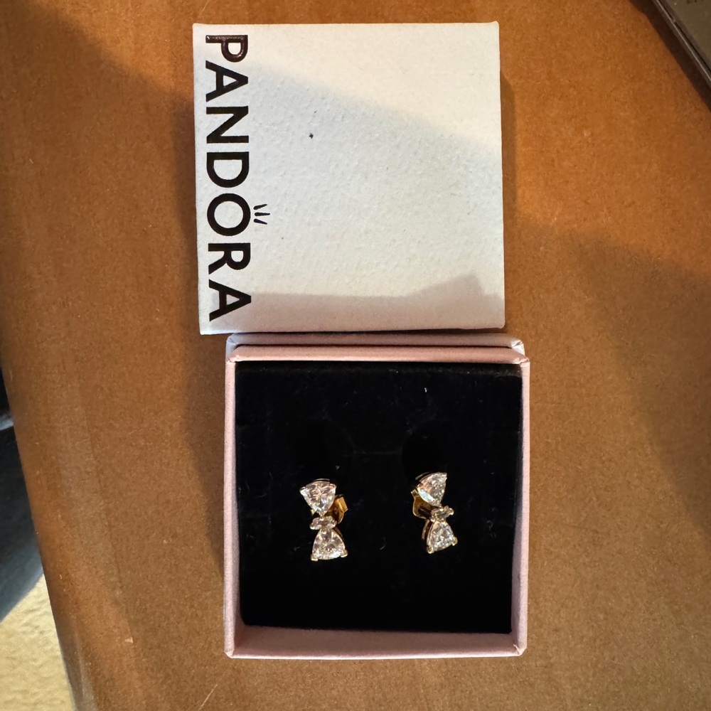 Pandora Gold and Silver Bow Earrings